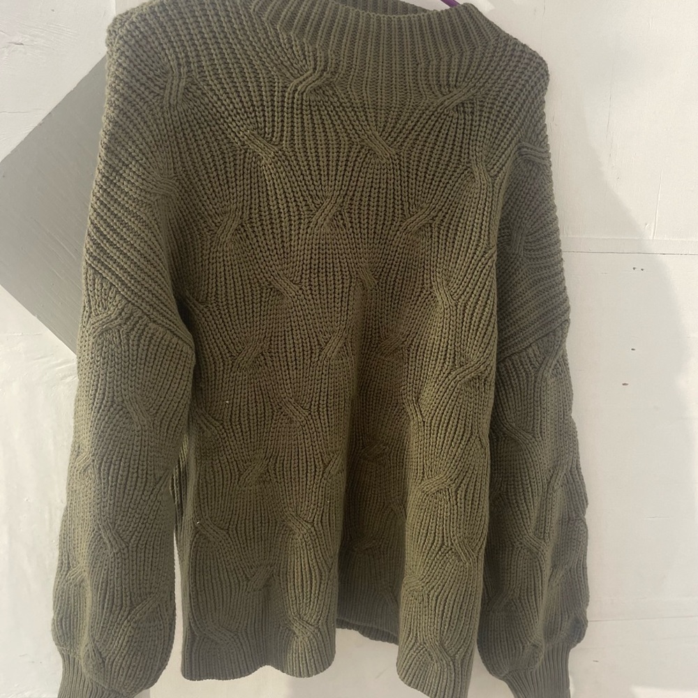 Olive Green Cable Knit Sweater